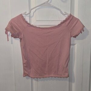 Chic Pink Off-Shoulder Crop Top